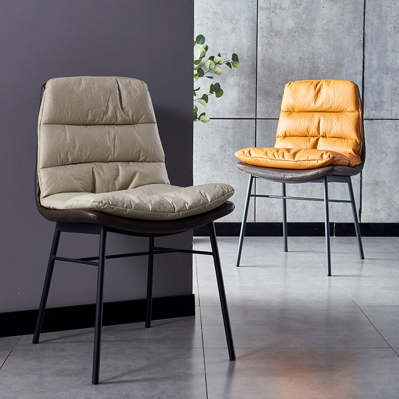 Modern Design Leather Dining Side Chair Upholstered Solid Back Armless Chairs