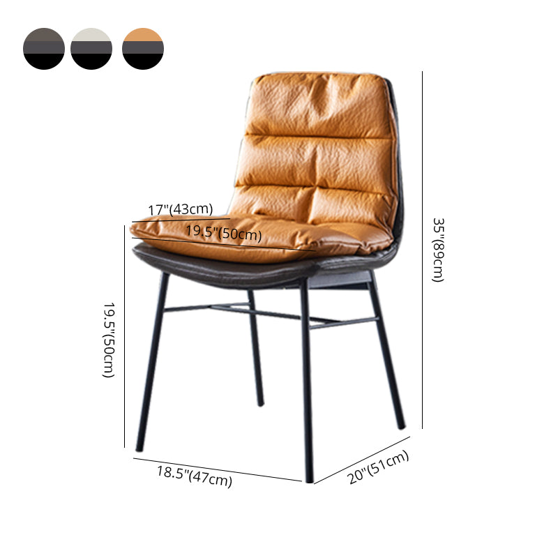 Modern Design Leather Dining Side Chair Upholstered Solid Back Armless Chairs