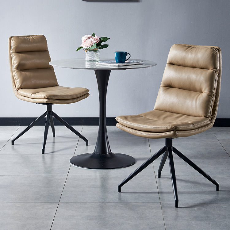 Sillas laterales de comedor de cuero de estilo contemporáneo Silla con respaldo sólido para cocina