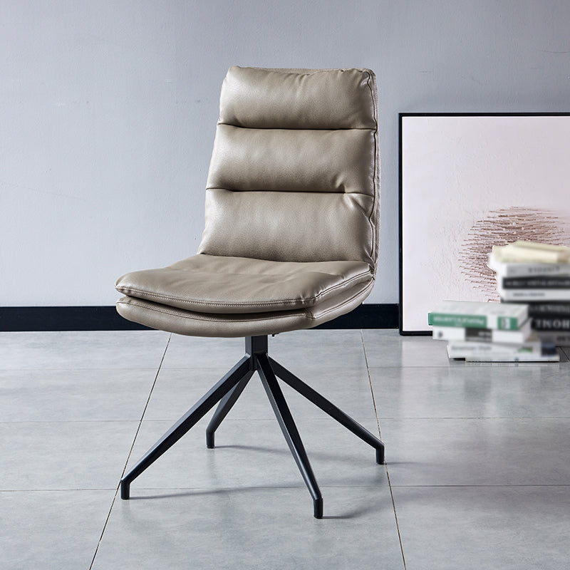 Sillas laterales de comedor de cuero de estilo contemporáneo Silla con respaldo sólido para cocina