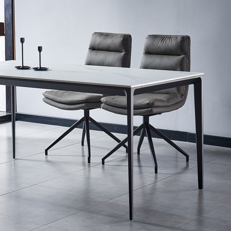 Sillas laterales de comedor de cuero de estilo contemporáneo Silla con respaldo sólido para cocina