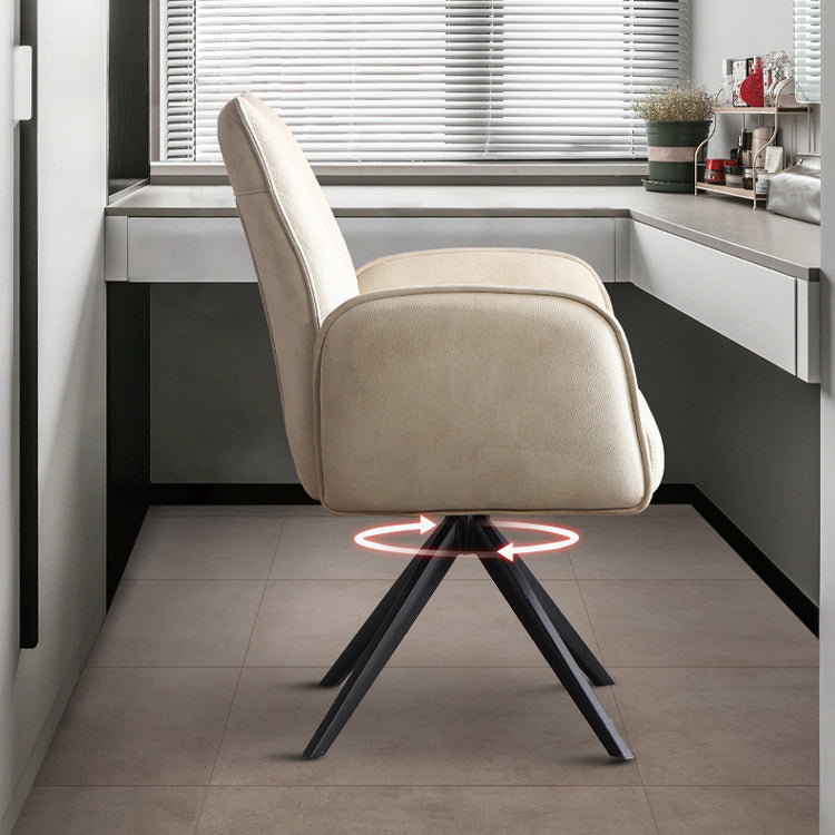 Sillas de comedor de piel sintética de diseño contemporáneo, sillas laterales con brazo trasero sólido para el hogar