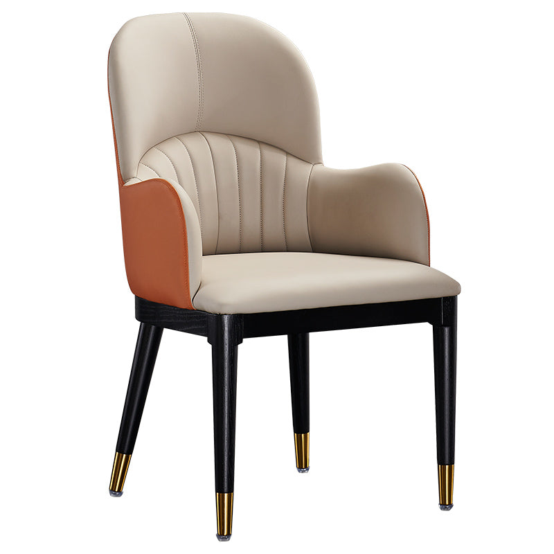 Silla lateral de comedor de cuero de diseño contemporáneo, sillón con respaldo sólido para uso doméstico