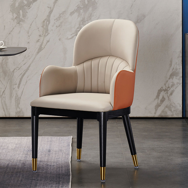 Silla lateral de comedor de cuero de diseño contemporáneo, sillón con respaldo sólido para uso doméstico