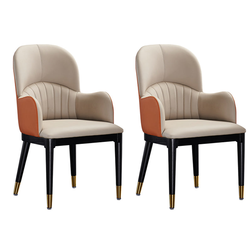 Silla lateral de comedor de cuero de diseño contemporáneo, sillón con respaldo sólido para uso doméstico