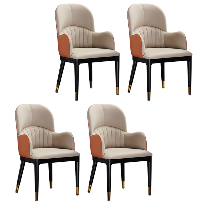 Silla lateral de comedor de cuero de diseño contemporáneo, sillón con respaldo sólido para uso doméstico