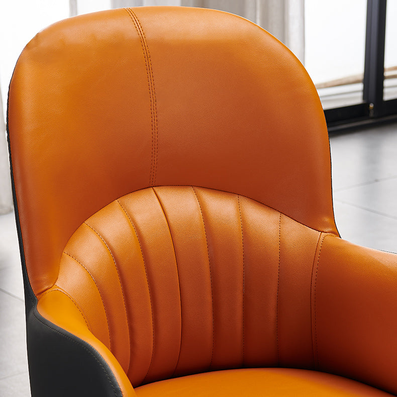 Silla lateral de comedor de cuero de diseño contemporáneo, sillón con respaldo sólido para uso doméstico