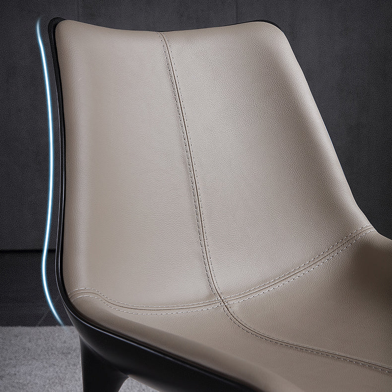 Silla lateral de comedor de cuero de diseño contemporáneo, silla con respaldo sólido para cocina
