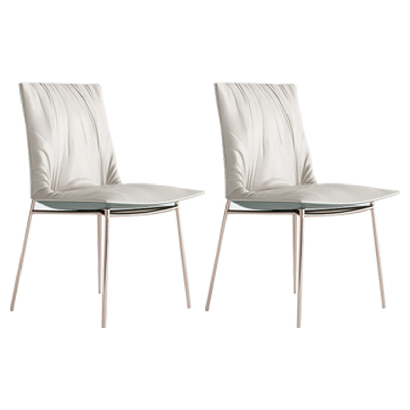 Silla lateral de comedor de cuero moderna, silla sin brazos con respaldo sólido de lujo para cocina