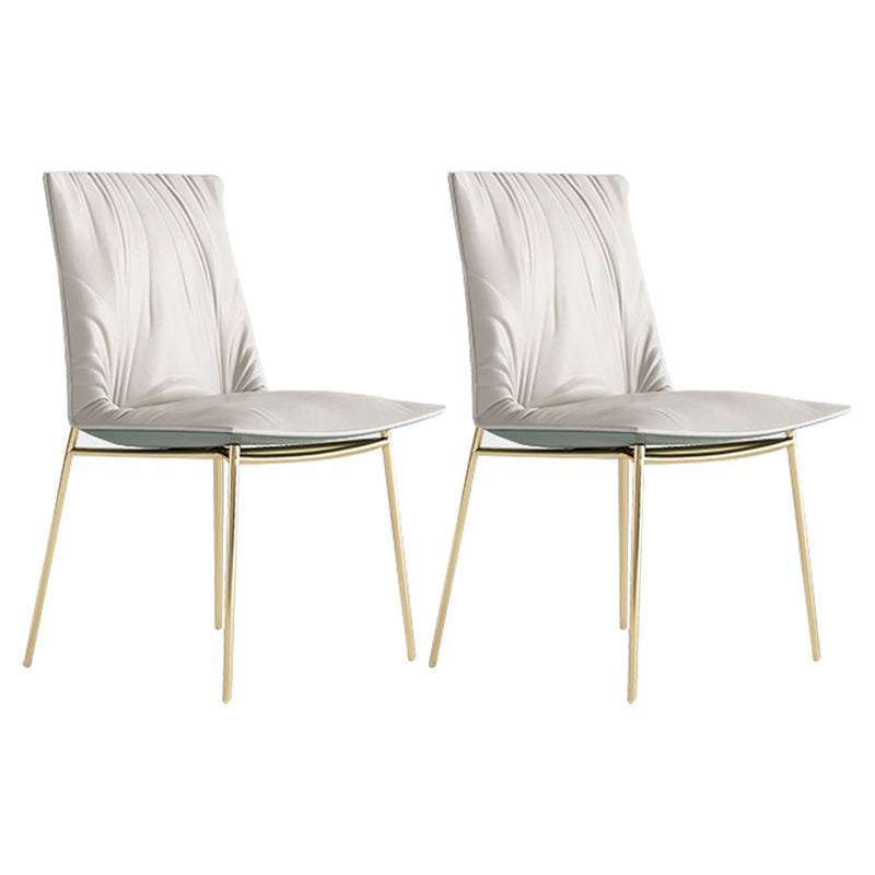 Silla lateral de comedor de cuero moderna, silla sin brazos con respaldo sólido de lujo para cocina