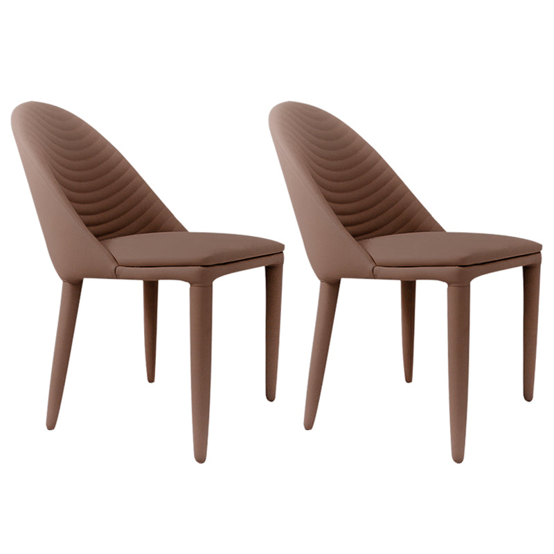 Silla de comedor de cuero PU moderna, sillas de comedor de metal sin brazos para uso doméstico