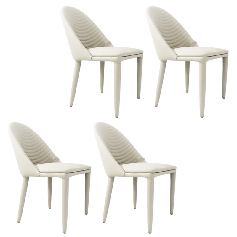 Silla de comedor de cuero PU moderna, sillas de comedor de metal sin brazos para uso doméstico