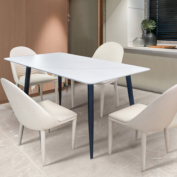 Silla de comedor de cuero PU moderna, sillas de comedor de metal sin brazos para uso doméstico