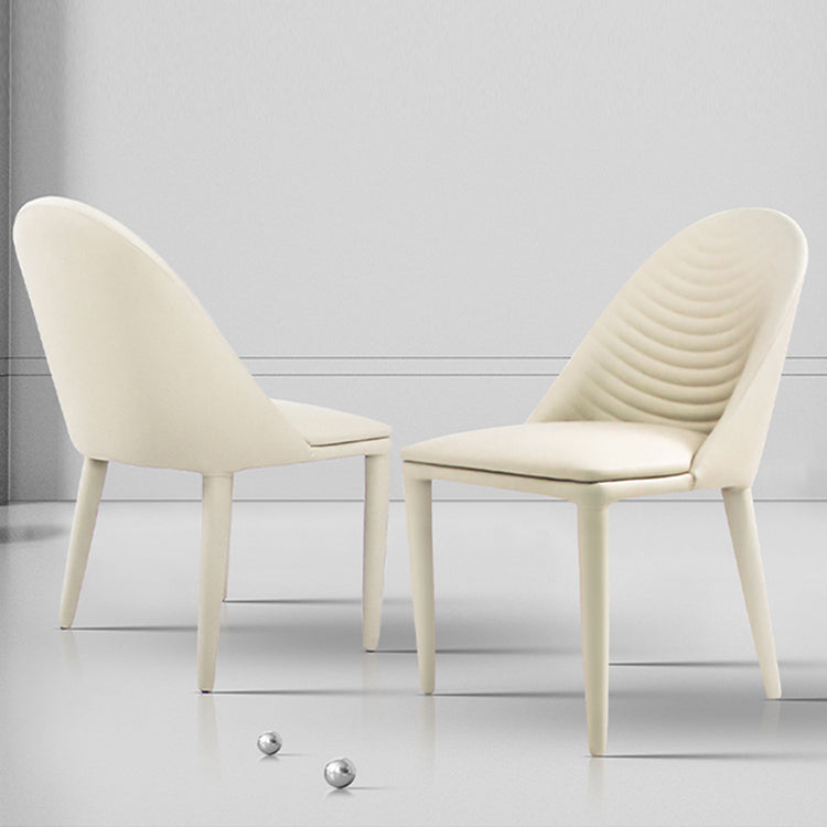 Silla de comedor de cuero PU moderna, sillas de comedor de metal sin brazos para uso doméstico