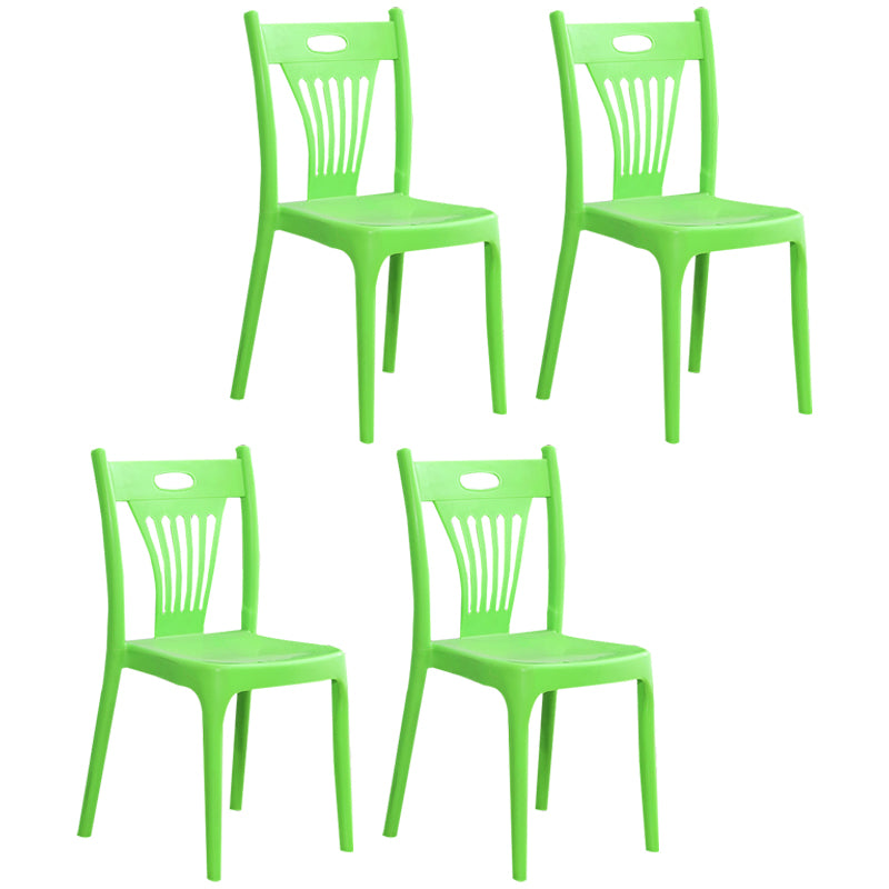 Silla de comedor de plástico de estilo moderno, silla lateral apilable sin brazos para cocina (juego de 4)