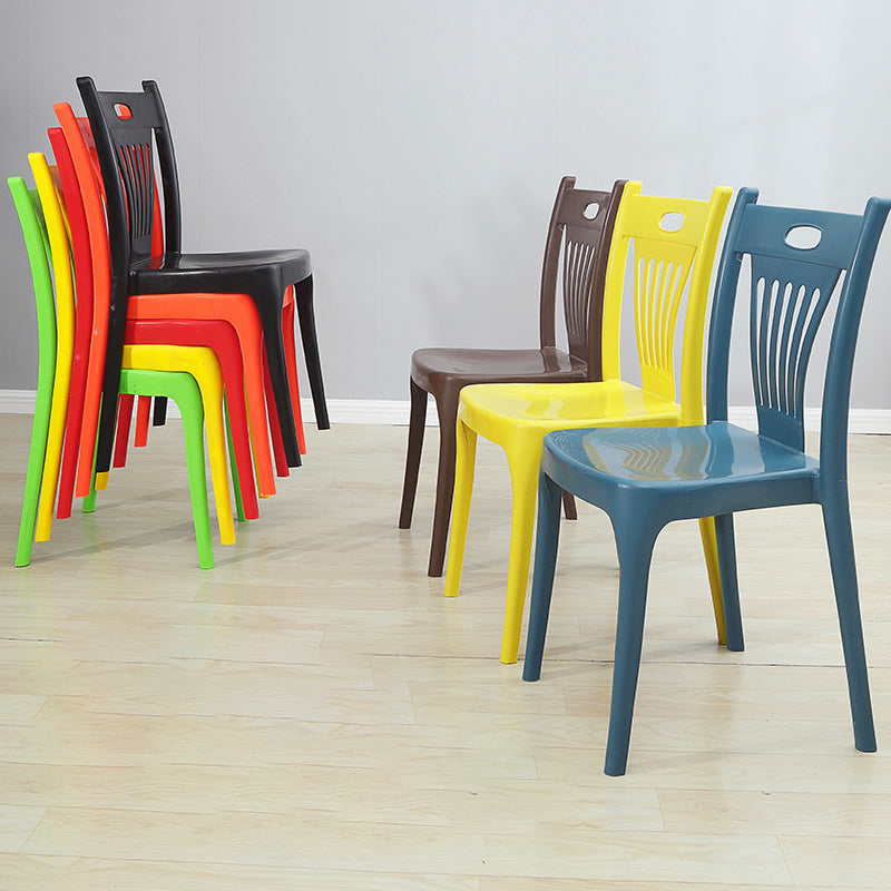 Silla de comedor de plástico de estilo moderno, silla lateral apilable sin brazos para cocina (juego de 4)