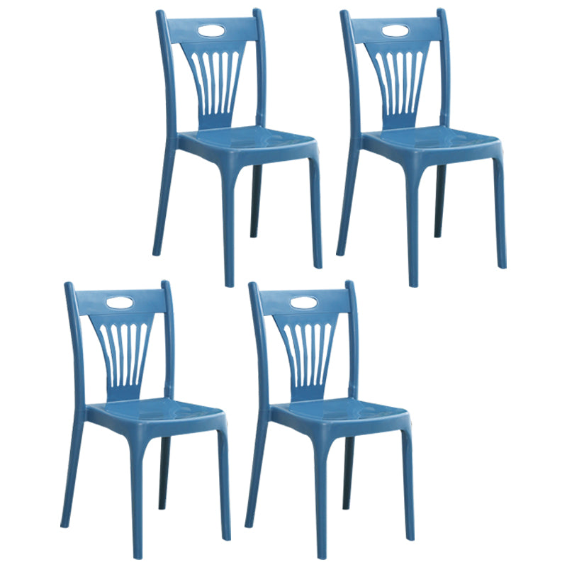 Silla de comedor de plástico de estilo moderno, silla lateral apilable sin brazos para cocina (juego de 4)