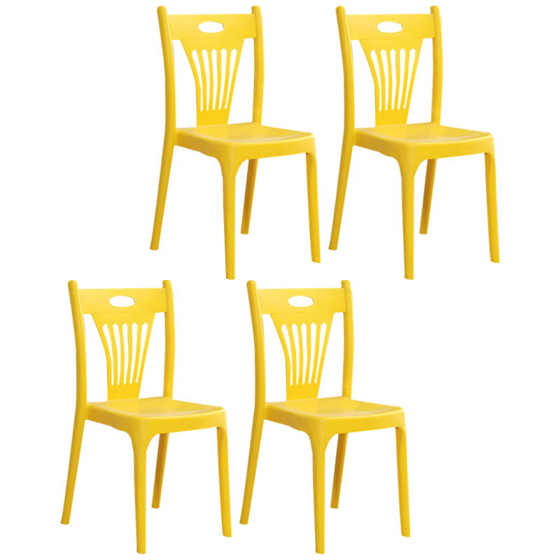Silla de comedor de plástico de estilo moderno, silla lateral apilable sin brazos para cocina (juego de 4)