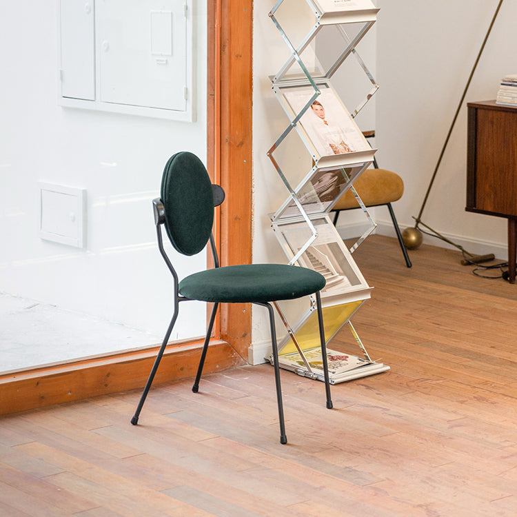 Silla de comedor estilo moderno Silla individual sin brazos de cocina con patas de metal