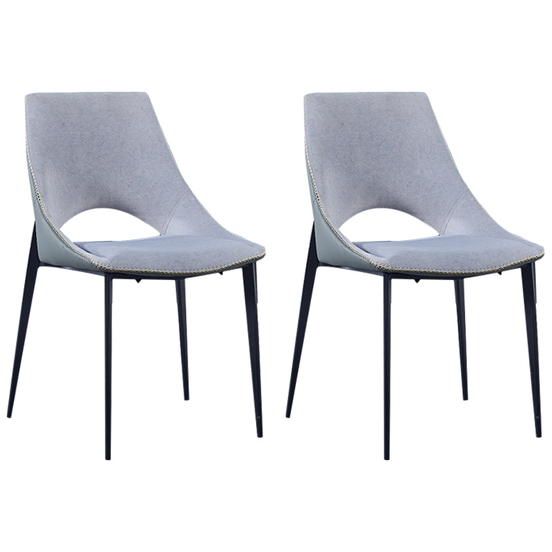 Silla lateral de cuero contemporánea para restaurante, silla de comedor con respaldo abierto y patas negras