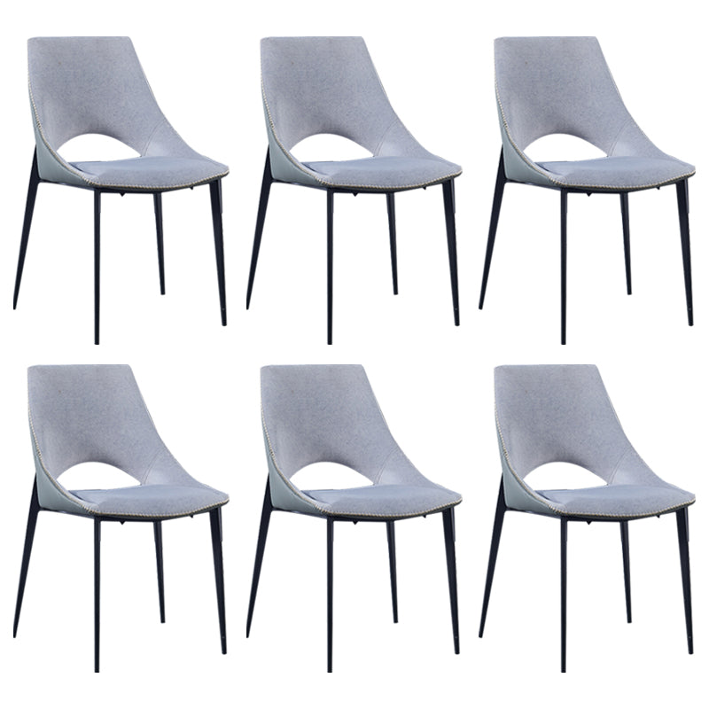 Silla lateral de cuero contemporánea para restaurante, silla de comedor con respaldo abierto y patas negras