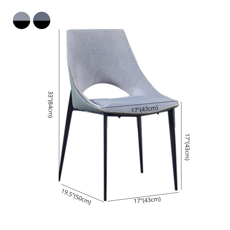 Silla lateral de cuero contemporánea para restaurante, silla de comedor con respaldo abierto y patas negras