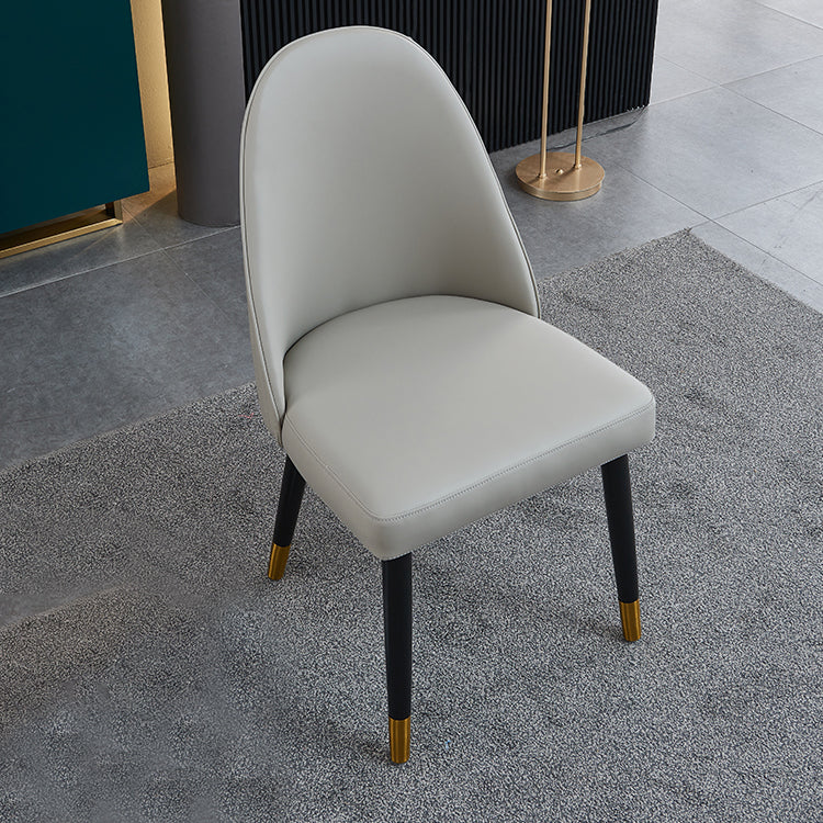 Sillas de comedor de madera Glam sin brazos, sillas de comedor de piel sintética para uso doméstico (juego de 2)