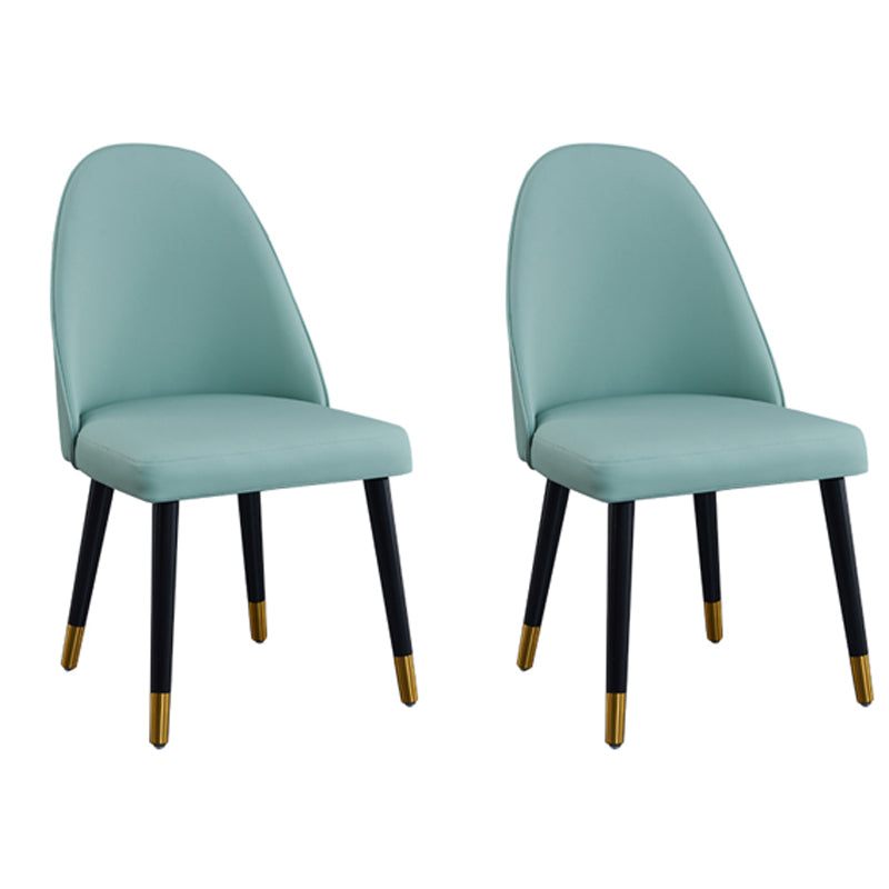 Sillas de comedor de madera Glam sin brazos, sillas de comedor de piel sintética para uso doméstico (juego de 2)
