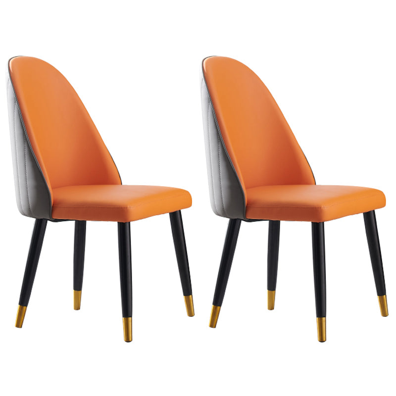 Sillas de comedor de madera Glam sin brazos, sillas de comedor de piel sintética para uso doméstico (juego de 2)