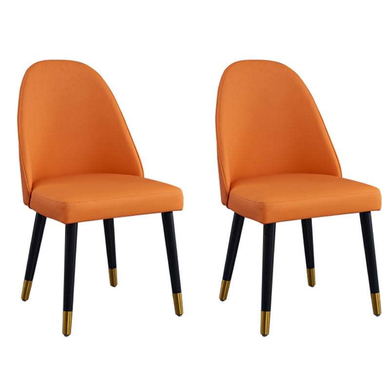 Sillas de comedor de madera Glam sin brazos, sillas de comedor de piel sintética para uso doméstico (juego de 2)