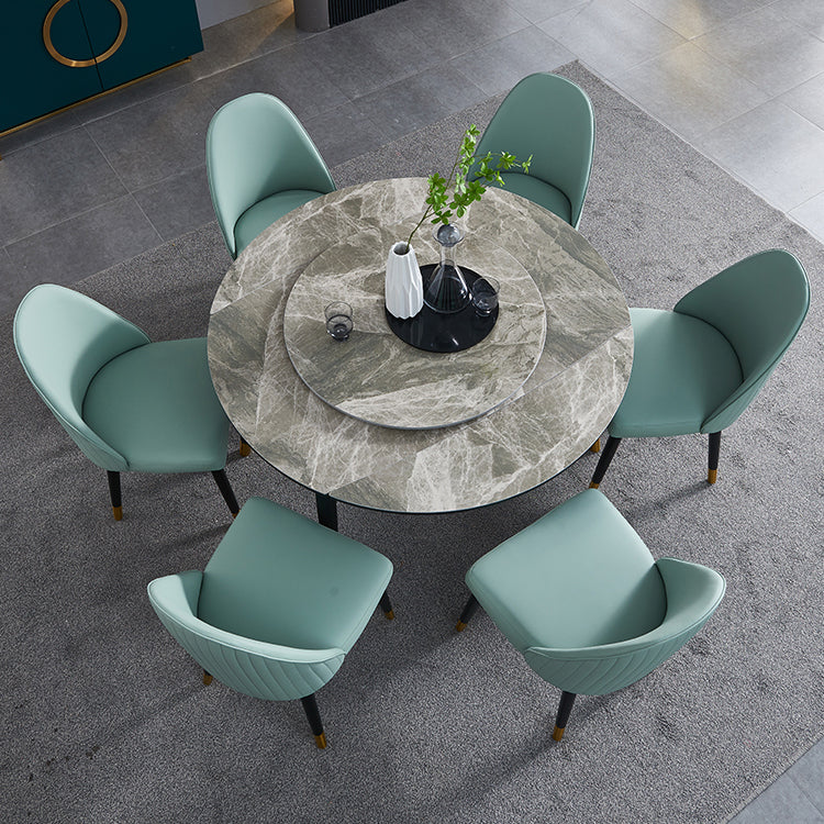 Sillas de comedor de madera Glam sin brazos, sillas de comedor de piel sintética para uso doméstico (juego de 2)