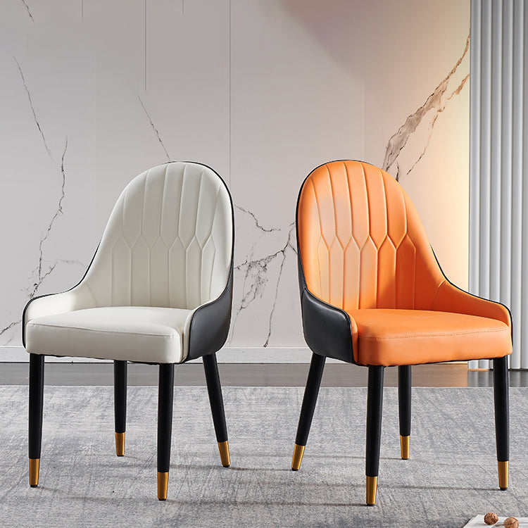 Glam Wood Dining Arm Chairs Faux Leather Dining Chairs for Restaurant Use (Set of 2)
