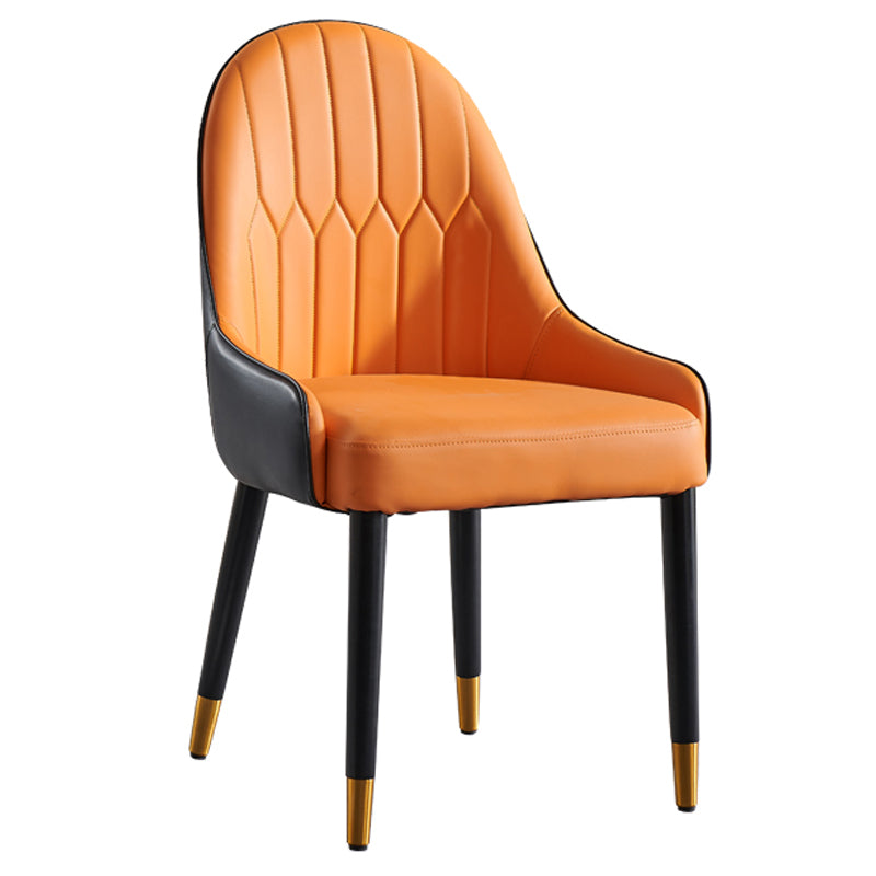Glam Wood Dining Arm Chairs Faux Leather Dining Chairs for Restaurant Use (Set of 2)