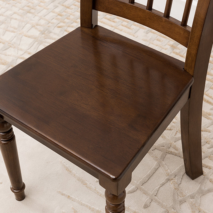 Silla de comedor tradicional de madera de caucho, silla lateral con respaldo de listones, silla de comedor individual