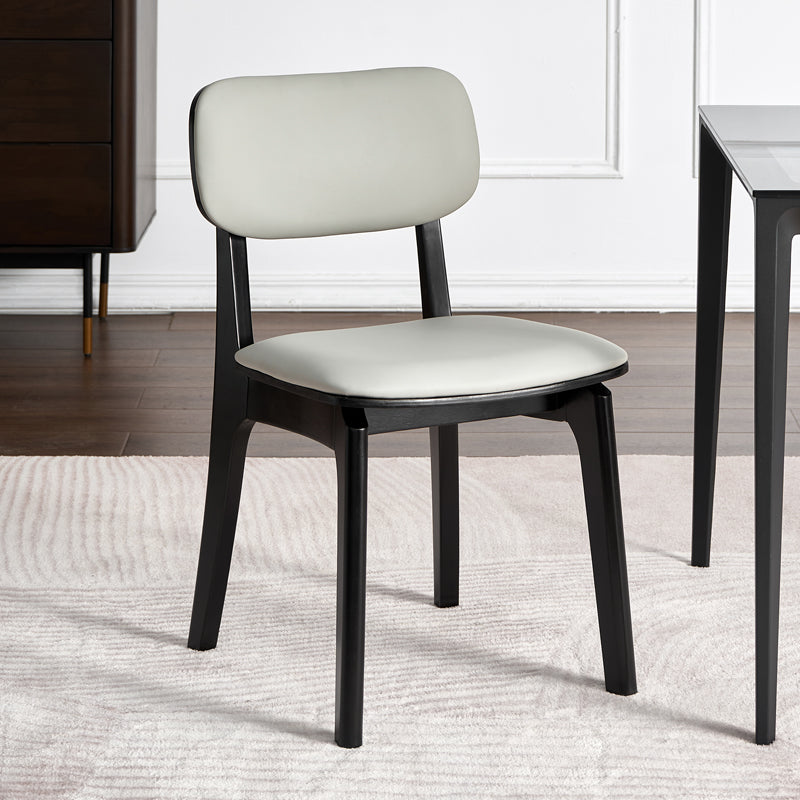 Silla de comedor de madera contemporánea, sillas de comedor de cuero para uso doméstico (juego de 2)