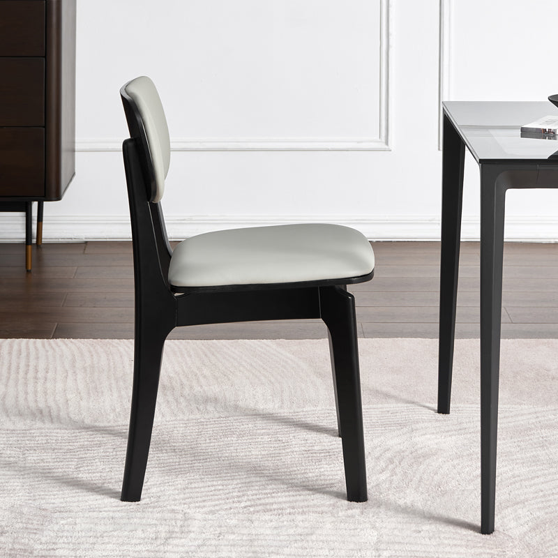 Silla de comedor de madera contemporánea, sillas de comedor de cuero para uso doméstico (juego de 2)