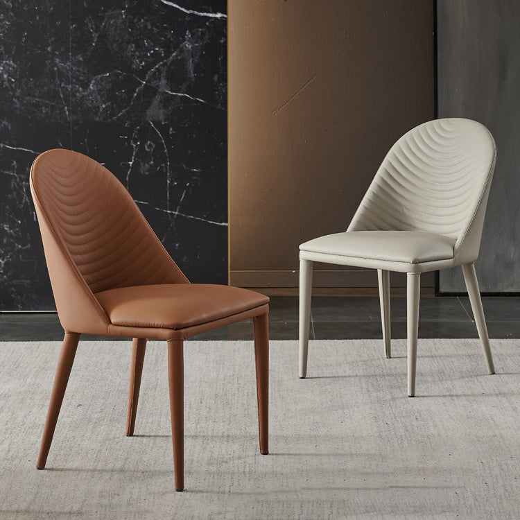 Moderne PU lederen eetkamerstoel Armless Metal Dining Chair voor thuisgebruik (set van 2)
