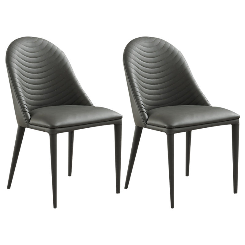 Moderne PU lederen eetkamerstoel Armless Metal Dining Chair voor thuisgebruik (set van 2)