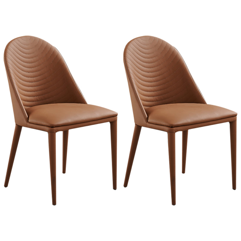 Moderne PU lederen eetkamerstoel Armless Metal Dining Chair voor thuisgebruik (set van 2)