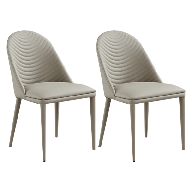 Moderne PU lederen eetkamerstoel Armless Metal Dining Chair voor thuisgebruik (set van 2)
