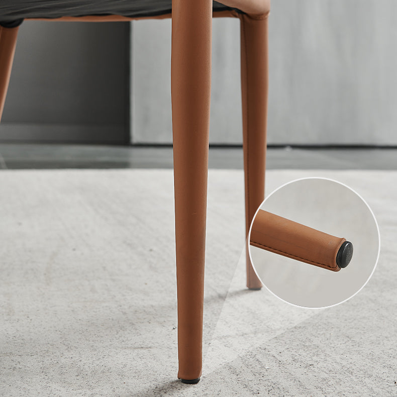 Moderne PU lederen eetkamerstoel Armless Metal Dining Chair voor thuisgebruik (set van 2)