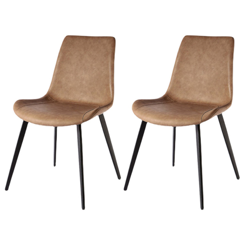 Silla auxiliar de cuero moderna para restaurante, silla de comedor con respaldo sólido (juego de 2)