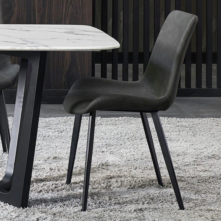 Silla auxiliar de cuero moderna para restaurante, silla de comedor con respaldo sólido (juego de 2)