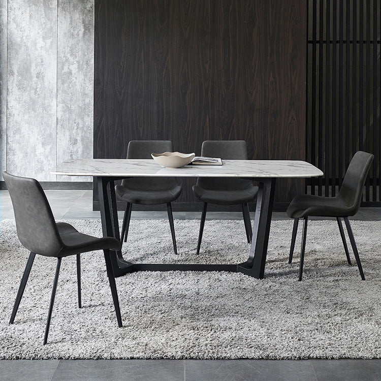 Silla auxiliar de cuero moderna para restaurante, silla de comedor con respaldo sólido (juego de 2)