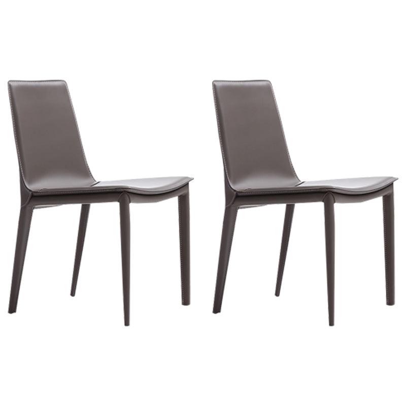 Silla auxiliar de cuero estilo diseñador para el hogar, silla de comedor con respaldo sólido (juego de 2)