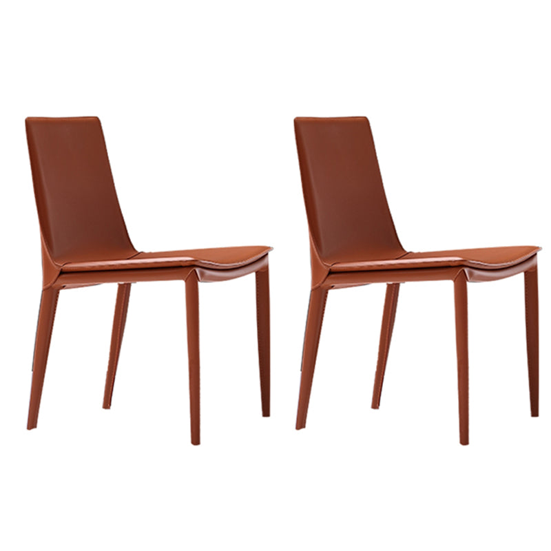 Silla auxiliar de cuero estilo diseñador para el hogar, silla de comedor con respaldo sólido (juego de 2)
