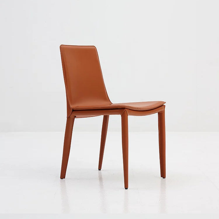 Silla auxiliar de cuero estilo diseñador para el hogar, silla de comedor con respaldo sólido (juego de 2)