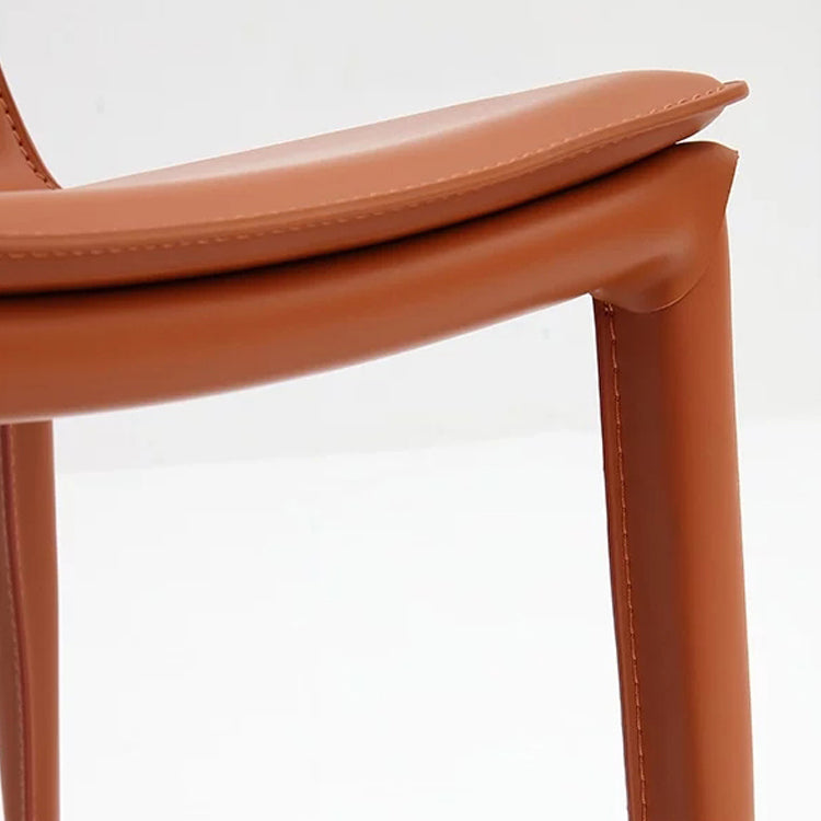 Silla auxiliar de cuero estilo diseñador para el hogar, silla de comedor con respaldo sólido (juego de 2)