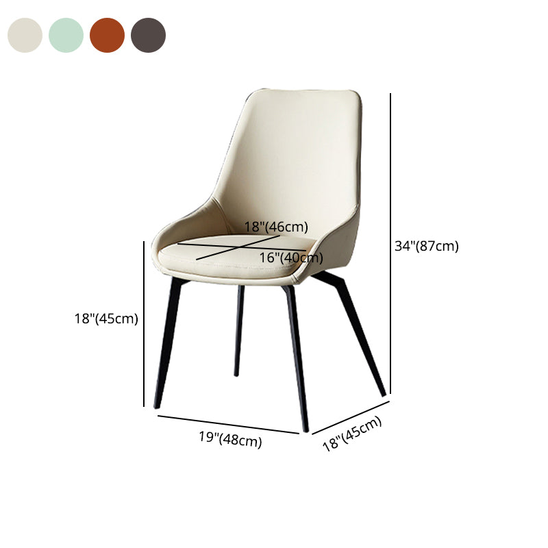 Silla auxiliar de cuero para restaurante moderno, silla de comedor Parsons con acabado mate y patas negras
