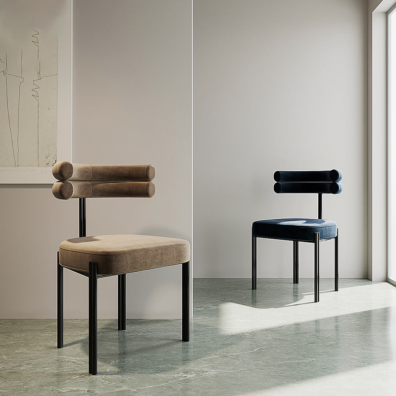 Silla lateral casera de estilo moderno Silla tapizada de comedor de diseño con respaldo abierto